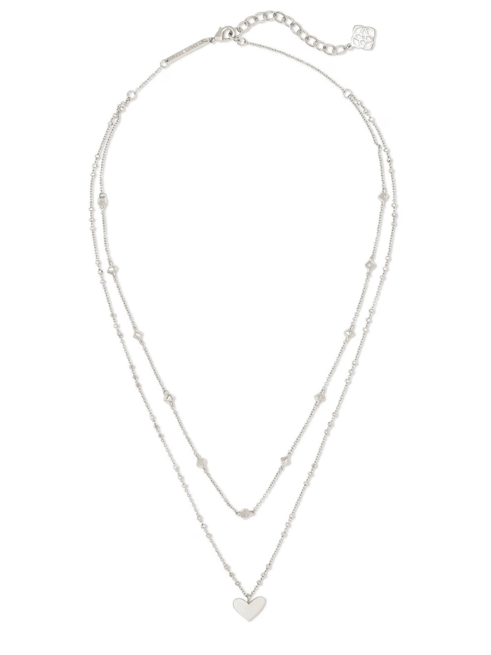 Kendra Scott Silver Double-Strand Heart Necklace
